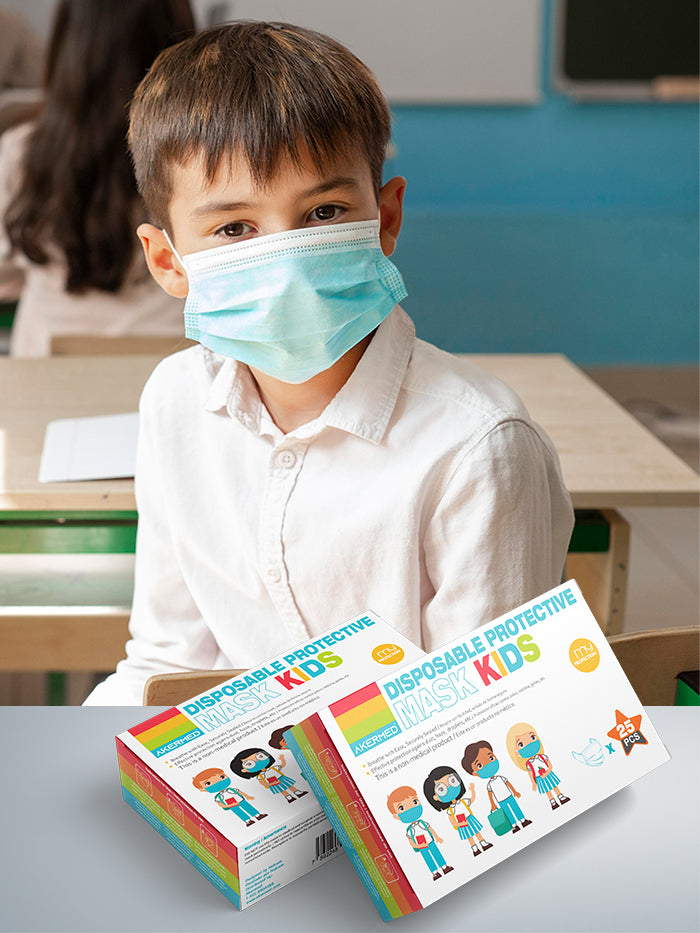 BLUE DISPOSABLE KIDS MASK (BOX OF 25 UNITS)