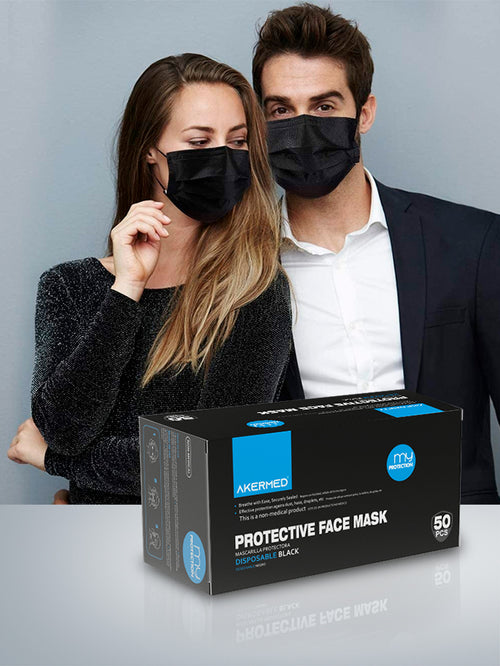 BLACK DISPOSABLE MASK (BOX OF 50 UNITS)