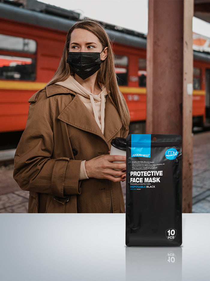 BLACK DISPOSABLE MASK (PACK OF 10 UNITS)