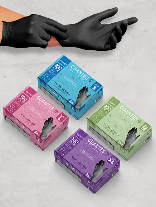 BLACK NITRILE DISPOSABLE GLOVES (BOX OF 50 PAIRS)